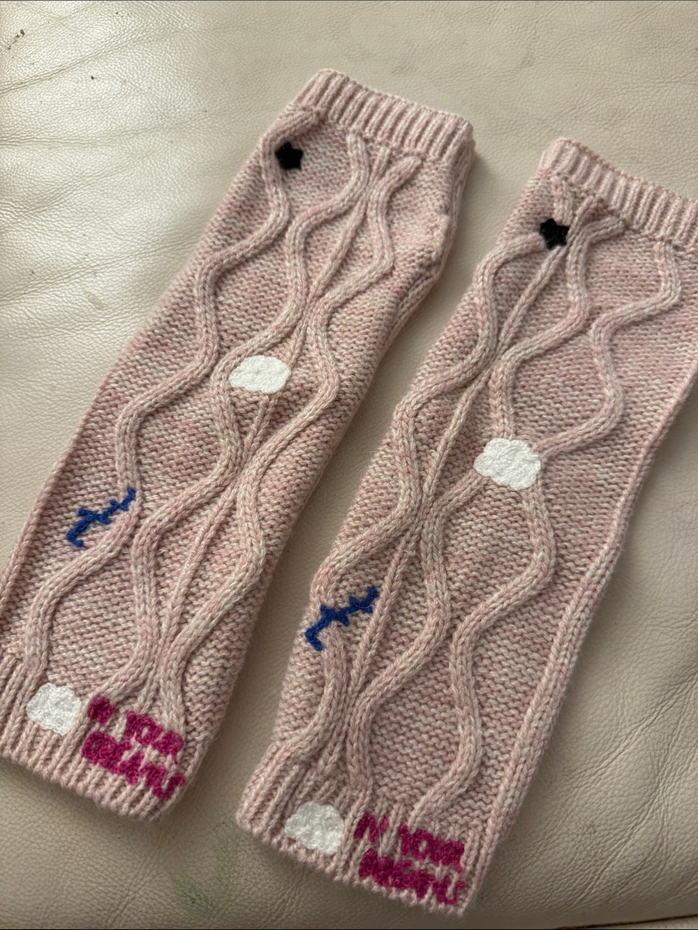 Cozy Knit Pink Cable Hand Warmers